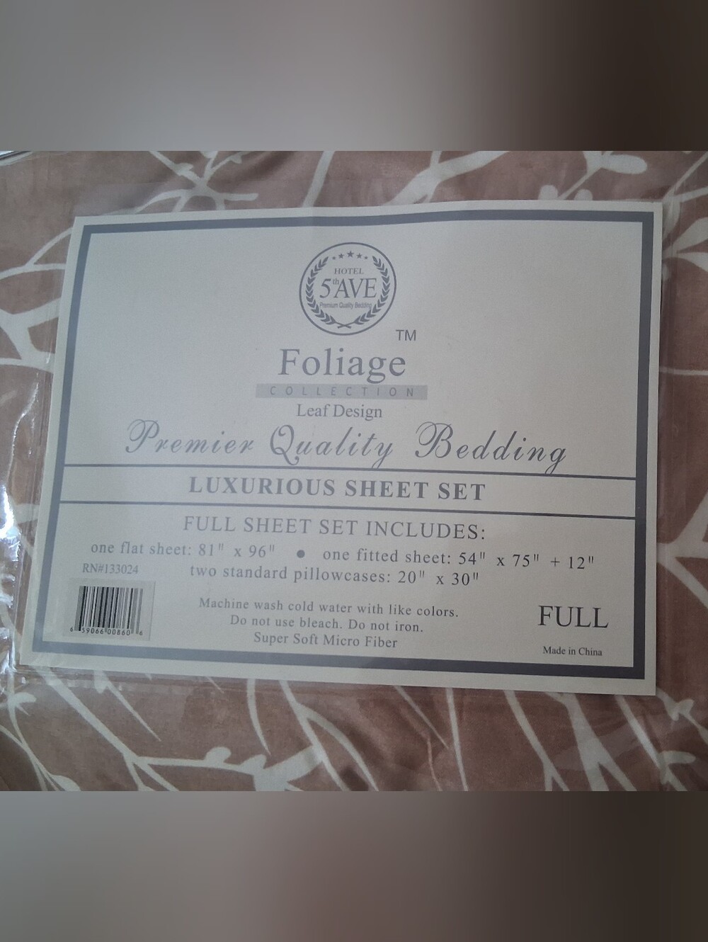 Hotel 5th Ave Full Sheet Set. NIB Brown/Cream - Picture 5 of 8
